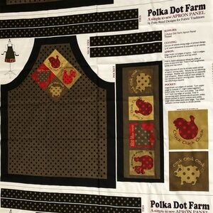5 Panel "Polka Dot Farm" Cotton Apron Fabric New